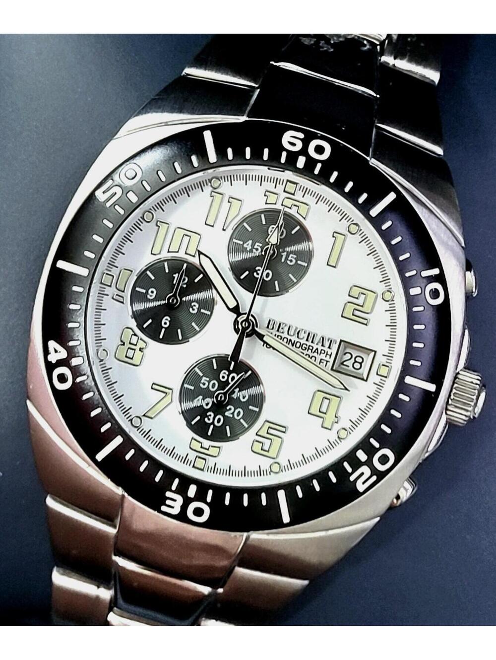 Beuchat Swiss Chrono‎ Watch 100M Mens Watch Box & Papers